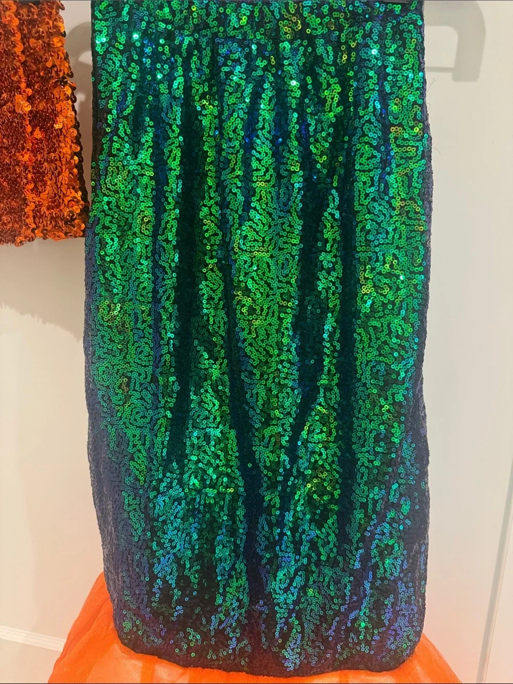 Sequin Mermaid Costume Set - Green and Orange kids large